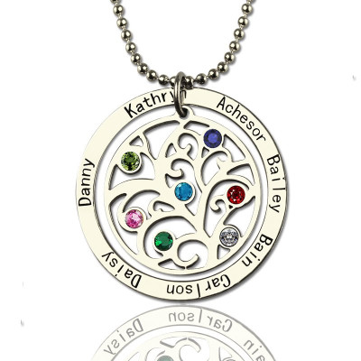 Personalised Family Tree Birthstone Name Necklace - The Name Jewellery™