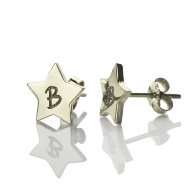 Personalised Star Stud Initial Earrings In Silver - The Name Jewellery™