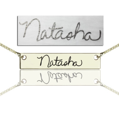 Custom Necklace With Your Signature Bar Silver - The Name Jewellery™