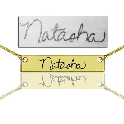 Custom Necklace Signature Bar Necklace Handwritring 18ct Gold Plated - The Name Jewellery™