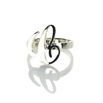 Personalised Carrie Initial Letter Ring Sterling Silver - The Name Jewellery™