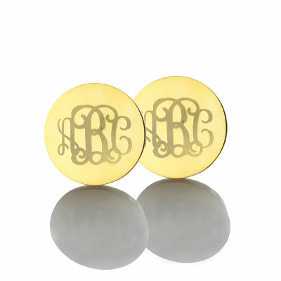 Engraved Monogram Stud Earrings In Gold - The Name Jewellery™