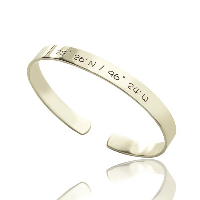 Personalised Latitude Longitude Coordinate Cuff Bangle Bracelet - The Name Jewellery™