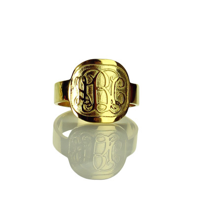 Engraved Designs Monogram Ring 18ct Gold Plated - The Name Jewellery™