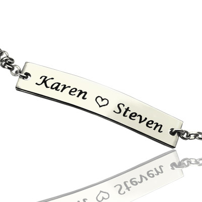 Engraved Name Bar Bracelet For Her Sterling Silver - The Name Jewellery™