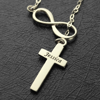 Infinity Cross Name Necklace Sterling Silver - The Name Jewellery™