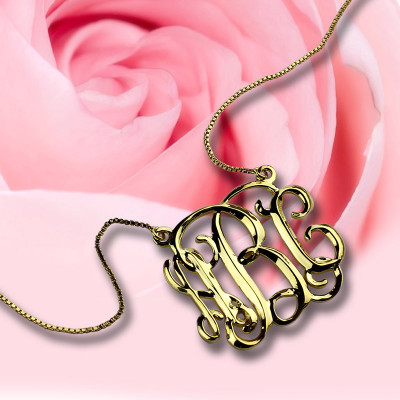 Custom Cube Monogram Initials Necklace 18ct Gold Plated - The Name Jewellery™