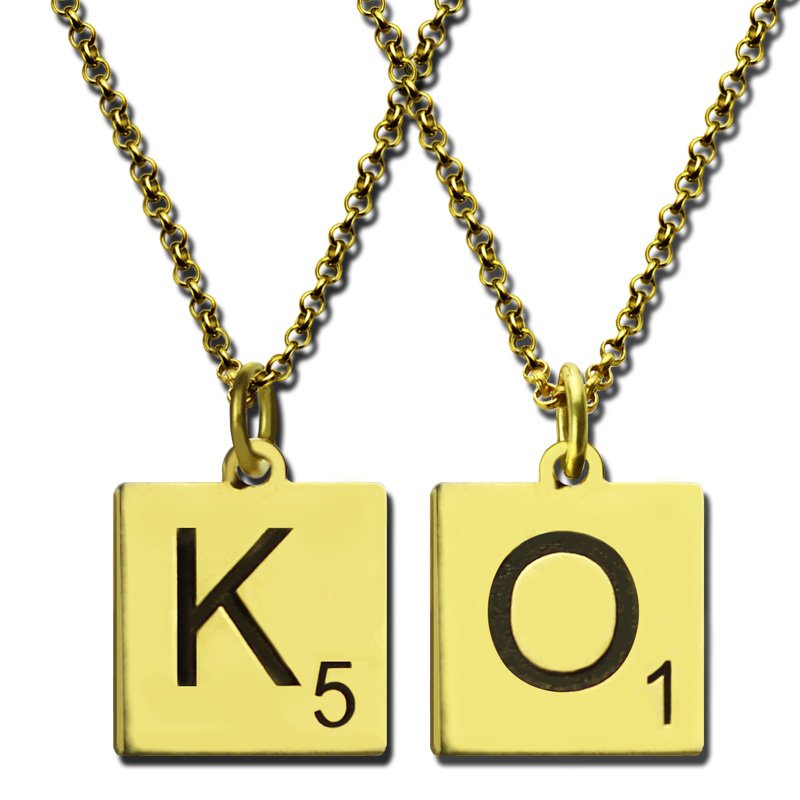 Initial Yellow Gold Necklace - David M Robinson