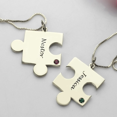 Engraved Puzzle Necklace for Couples Love Necklaces Silver - The Name Jewellery™