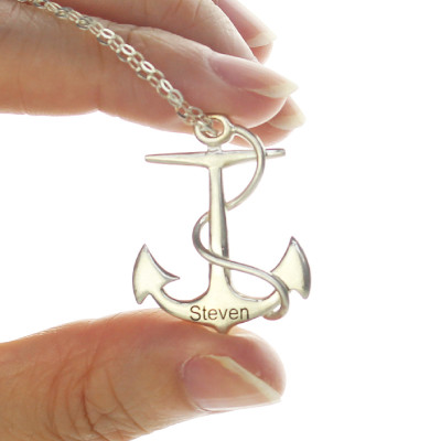 Anchor Necklace Charms Engraved Your Name Silver - The Name Jewellery™