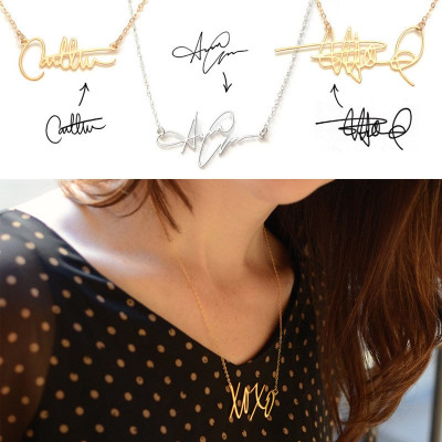 Custom Necklace with Your Own Signature 18ct Gold Plated Silver - The Name Jewellery™