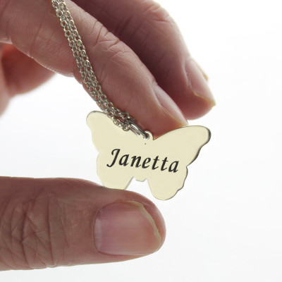 Personalised Charming Butterfly Pendant Name Necklace Silver - The Name Jewellery™