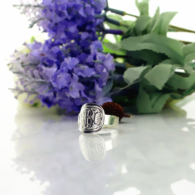 Engraved Designs Monogram Ring Sterling Silver - The Name Jewellery™