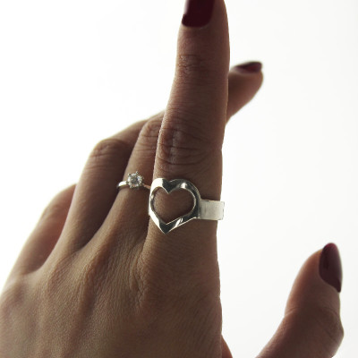 Personalised Couple's Name Promise Heart Ring Silver - The Name Jewellery™