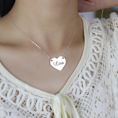 Stamped Name Heart Love Necklaces Sterling Silver - The Name Jewellery™