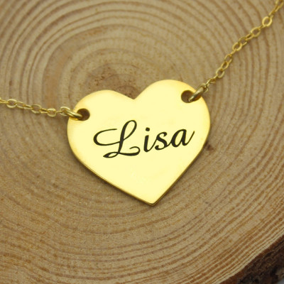Stamped Heart Love Necklaces with Name 18ct Gold Plated - The Name Jewellery™