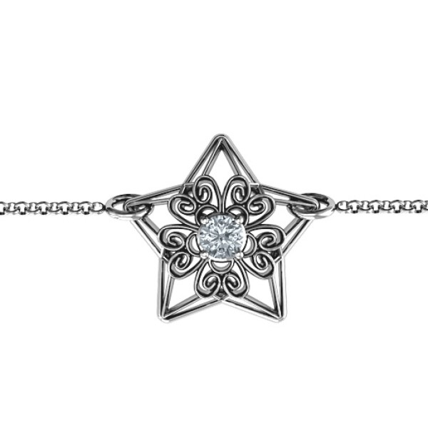 Personalised 3D Star Bracelet with Filigree Detailing - The Name Jewellery™