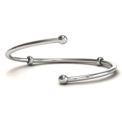Personalised Silver Flex Bangle Charm Bracelet - The Name Jewellery™