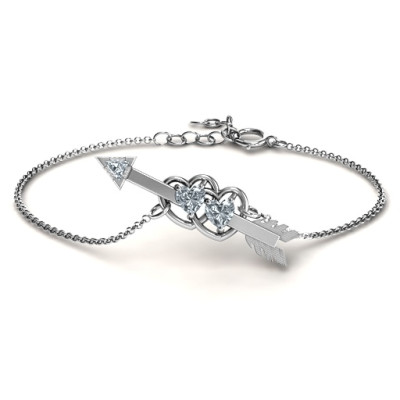 Double Heart with Arrow and Two Heart Stones Promise Bracelet - The Name Jewellery™
