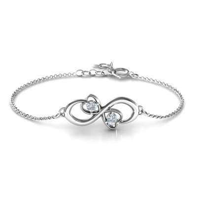 Personalised Duo of Hearts and Stones Infinity Bracelet - The Name Jewellery™