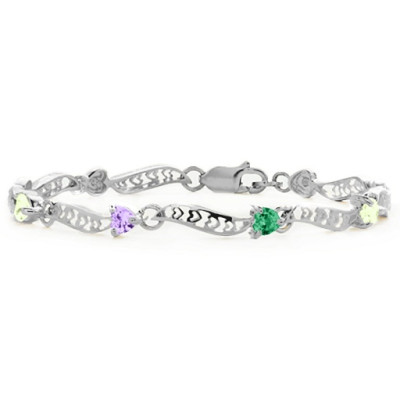 Personalised Embedded Hearts 1-8 Stones Bracelet - The Name Jewellery™