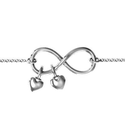 Infinity Promise Bracelet with Two Heart Charms - The Name Jewellery™