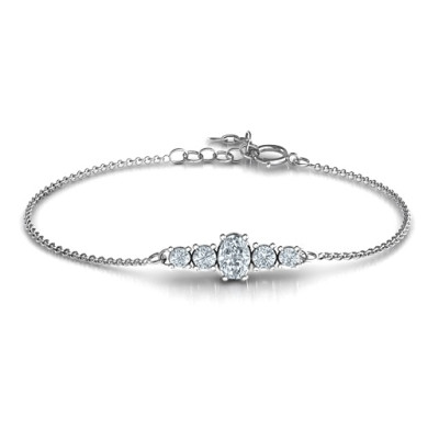 Oval Centre with 4 Side Round Stones Bracelet - The Name Jewellery™