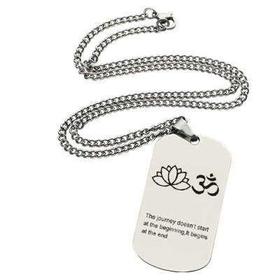 Yoga Theme,Lotus Flower Name Dog Tag Necklace - The Name Jewellery™
