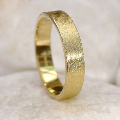 Mens Wedding Ring In 18ct Gold, Urban Finish - The Name Jewellery™