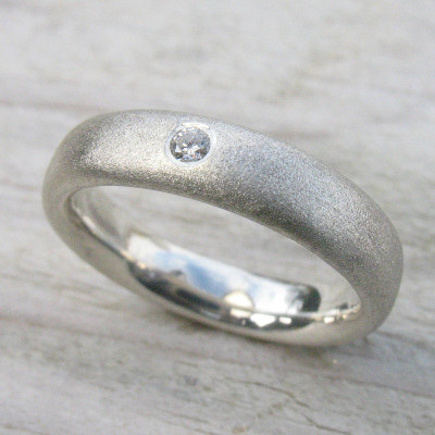 Handmade Frosted Silver Diamond Wedding Rings - The Name Jewellery™
