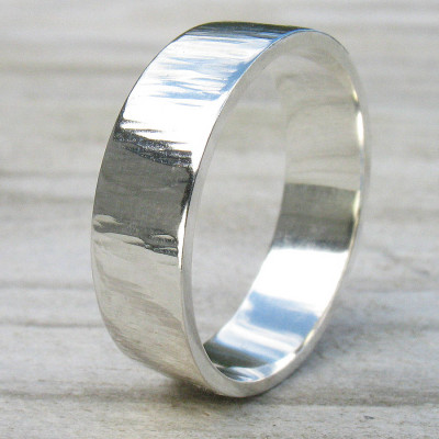 Hammered Silver Ring With Tree Bark Finish - The Name Jewellery™