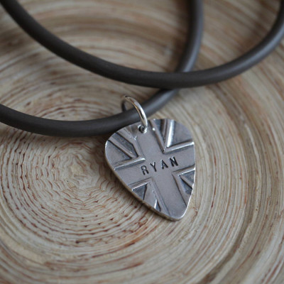 Personalised Silver Union Jack Plectrum - The Name Jewellery™