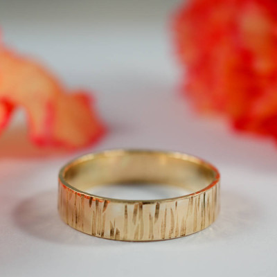 Bark Effect Rings In 18ct Yellow Gold - The Name Jewellery™