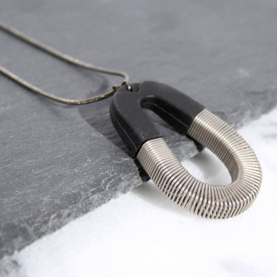 Bert Black Silver Spring Pendant - The Name Jewellery™