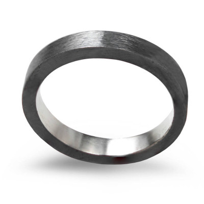 Black Sterling Silver Ring, 3mm Flat Band Oxidised - The Name Jewellery™