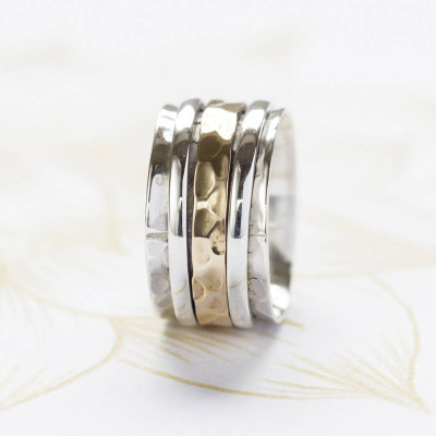 Karma Bronze And Silver Spinning Ring - The Name Jewellery™