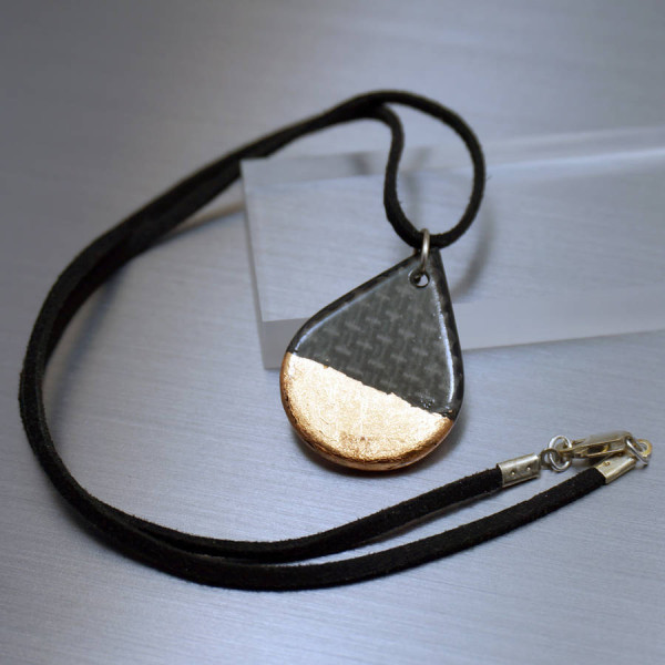 Carbon Fibre Tear Drop Pendant Necklace - The Name Jewellery™