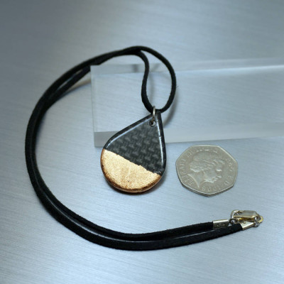 Carbon Fibre Tear Drop Pendant Necklace - The Name Jewellery™