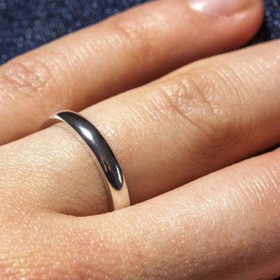 Sterling Silver D Shape Wedding Band - The Name Jewellery™