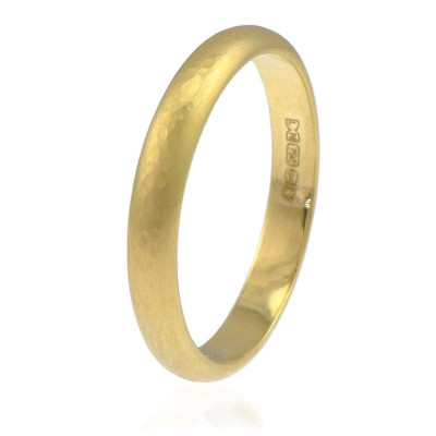 3mm Hammered Wedding Ring In 18ct Gold - The Name Jewellery™