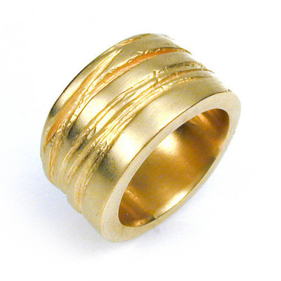 Wide Silver Texture Bound Ring In 18ct Gold Plated - The Name Jewellery™