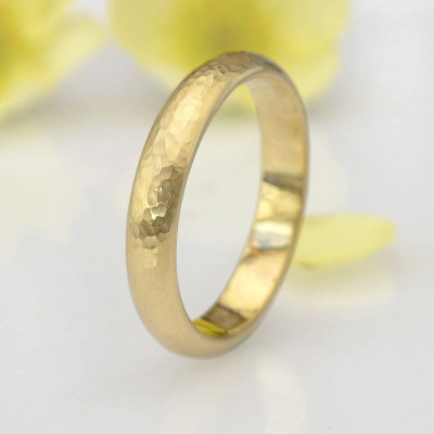 Hammered Ring In 18ct Yellow Or Rose Gold - The Name Jewellery™