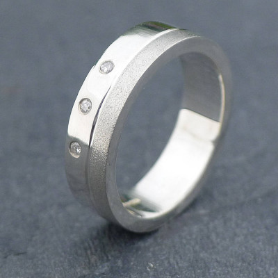 18ct Gold Handmade Mens Chunky Diamond Ring - The Name Jewellery™
