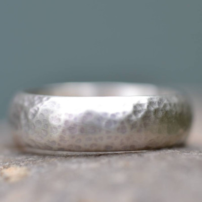 Handmade Silver Wedding Ring Lightly Hammered Finish - The Name Jewellery™