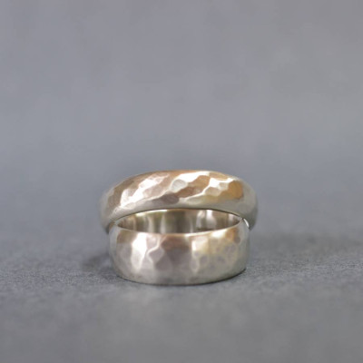 Handmade Silver Wedding Ring With Hammered Finish - The Name Jewellery™