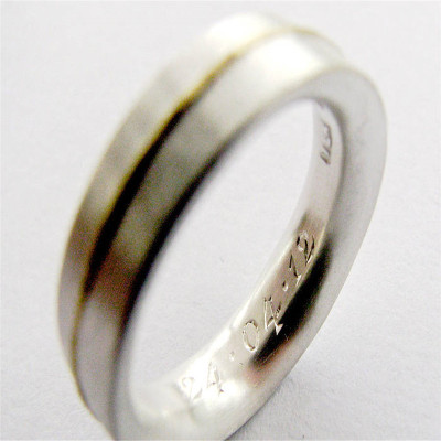 Medium Sterling Silver Ring With 18ct Gold Detail - The Name Jewellery™