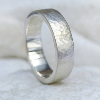 Mens Hammered Ring, Silver Or 18ct Gold - The Name Jewellery™