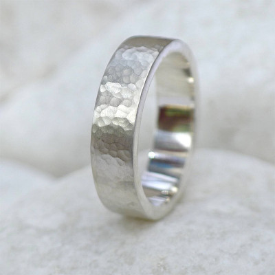 Mens Hammered Ring, Silver Or 18ct Gold - The Name Jewellery™