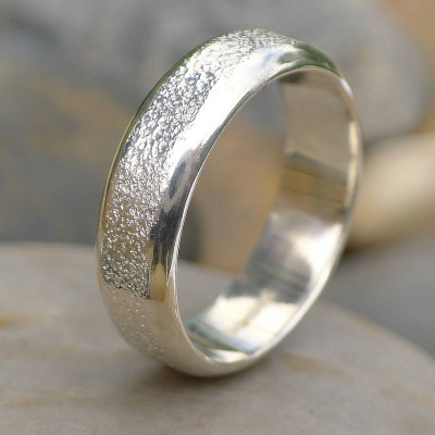 Mens Silver Ring With Concrete Texture - The Name Jewellery™