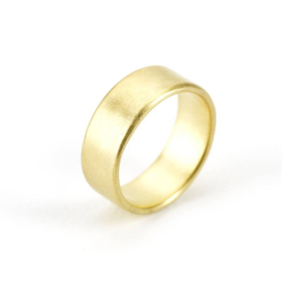 Mens Wide Brushed Pillow Wedding Ring 18ct Gold - The Name Jewellery™